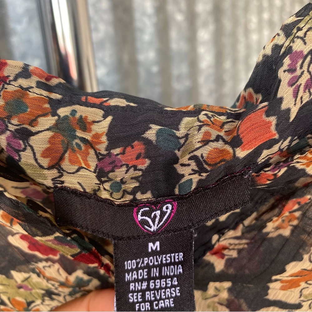 VTG Y2K 579 Multicolor Floral Chiffon Button Down Blouse Size Medium - Picture 3 of 5